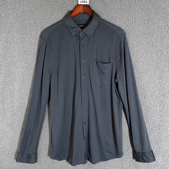 Unbound Merino 100% Wool Button Down Long Sleeve Shirt - Men's Size L - Gray - Picture 1 of 10
